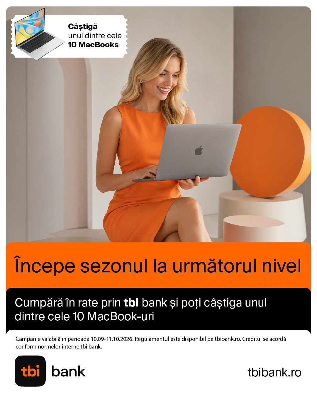 Cumpără în rate prin tbi bank și poți câștiga unul dintre cele 10 MacBook-uri