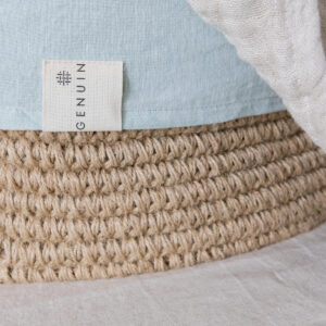 Basket woven with linen bedding