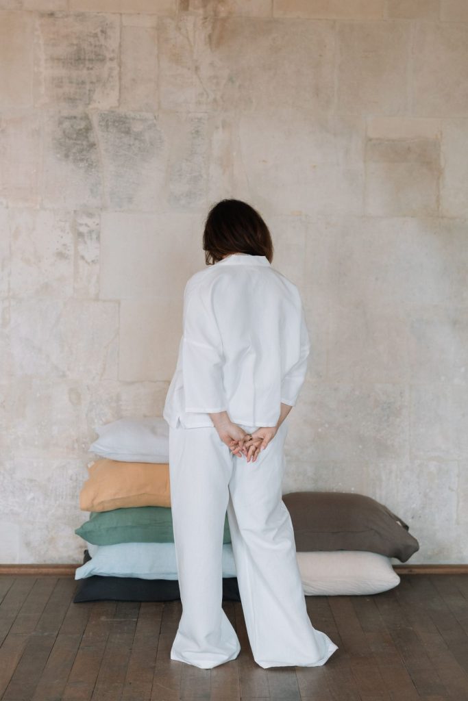 Bluză pijama damă in și bumbac Air White