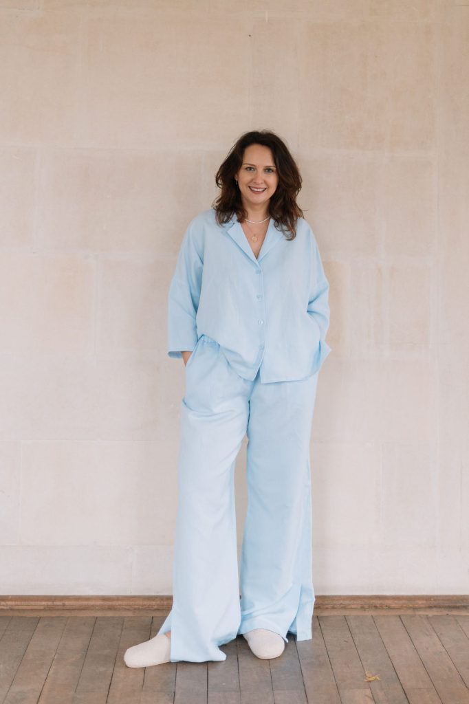 ladies blue cotton pajamas