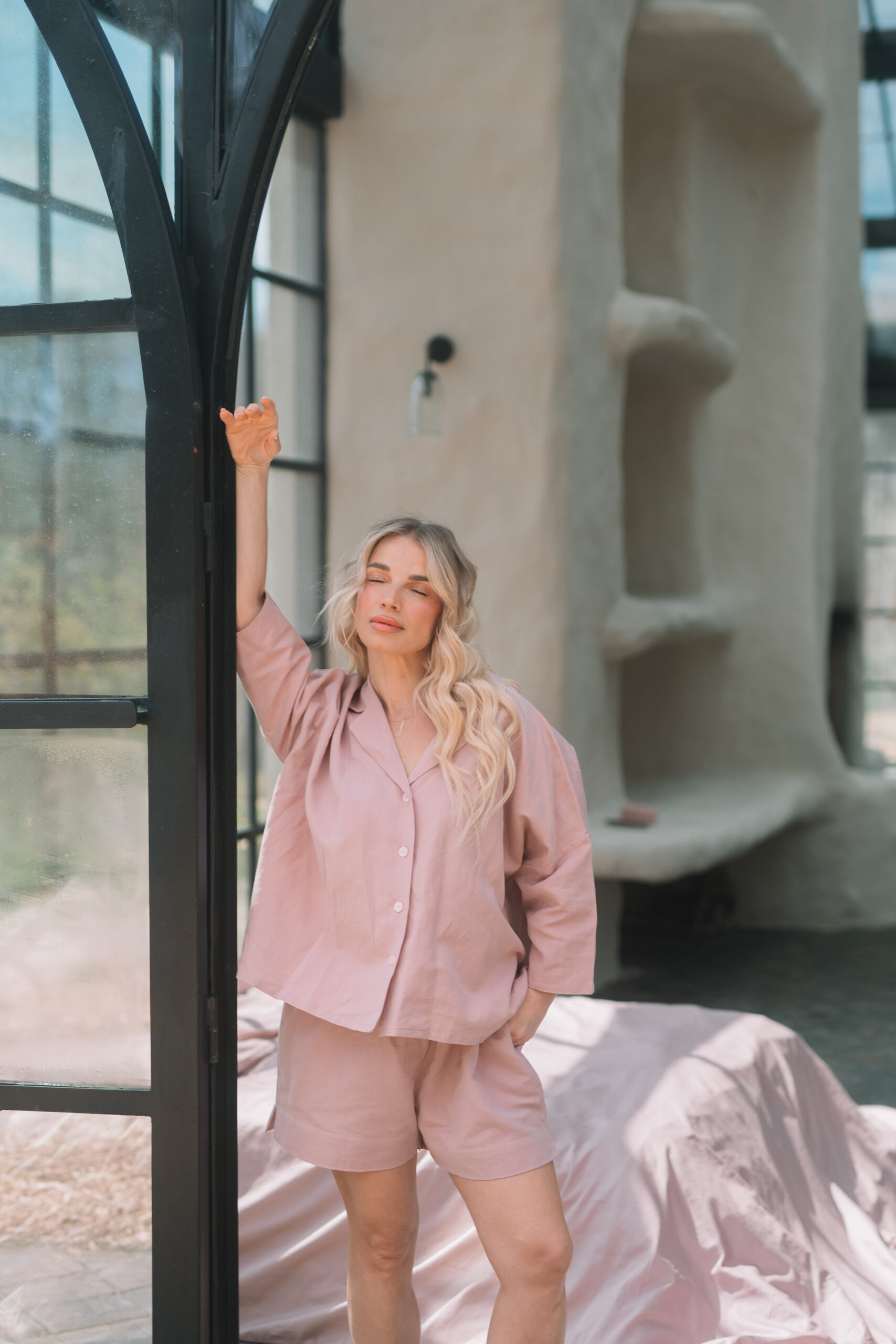Pantaloni scurti pijamale in si bumbac Genuin Fire Pink