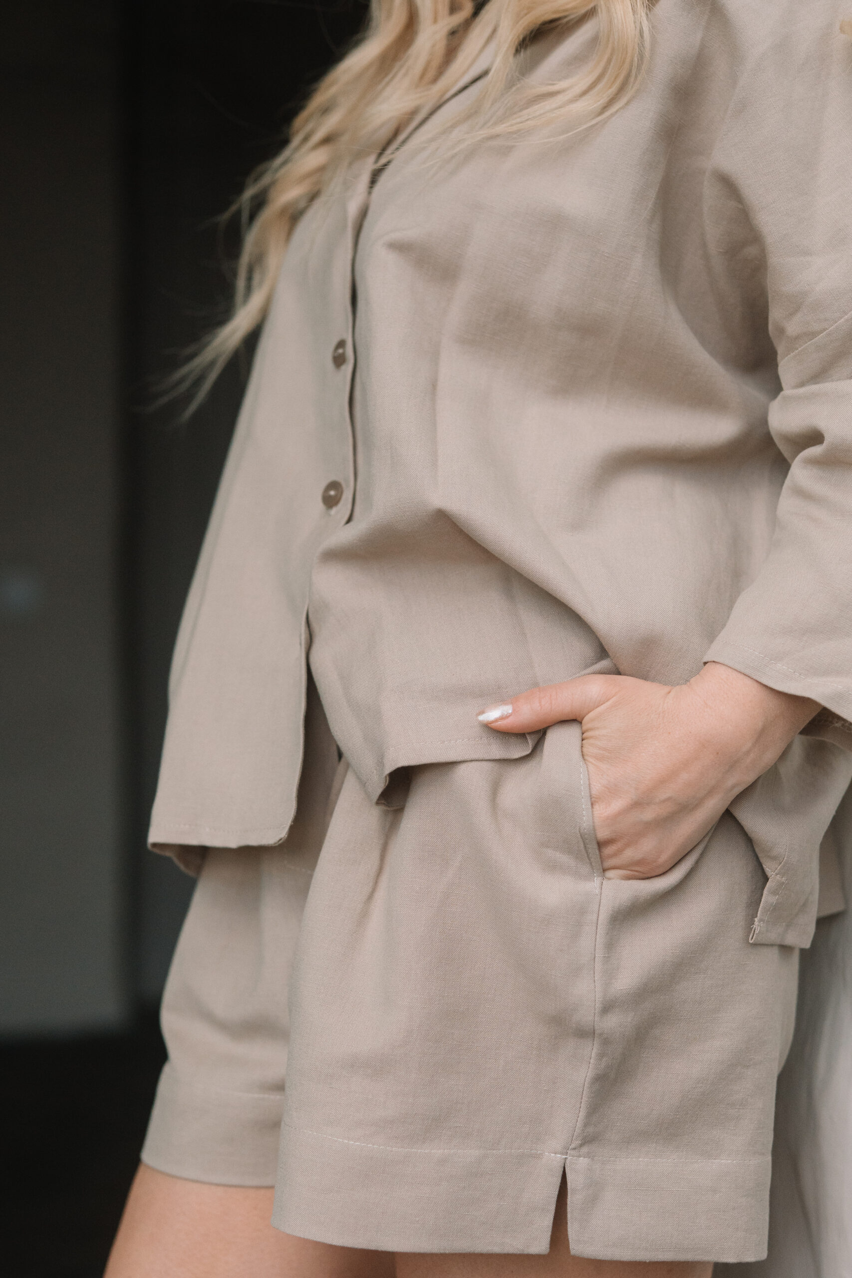Pantaloni scurti pijamale in si bumbac Genuin Earth Beige